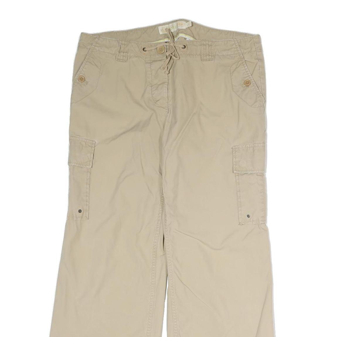 J. CREW Mens Cotton Blend Beige Cargo Regular Trousers W34 L29 Casual Zip