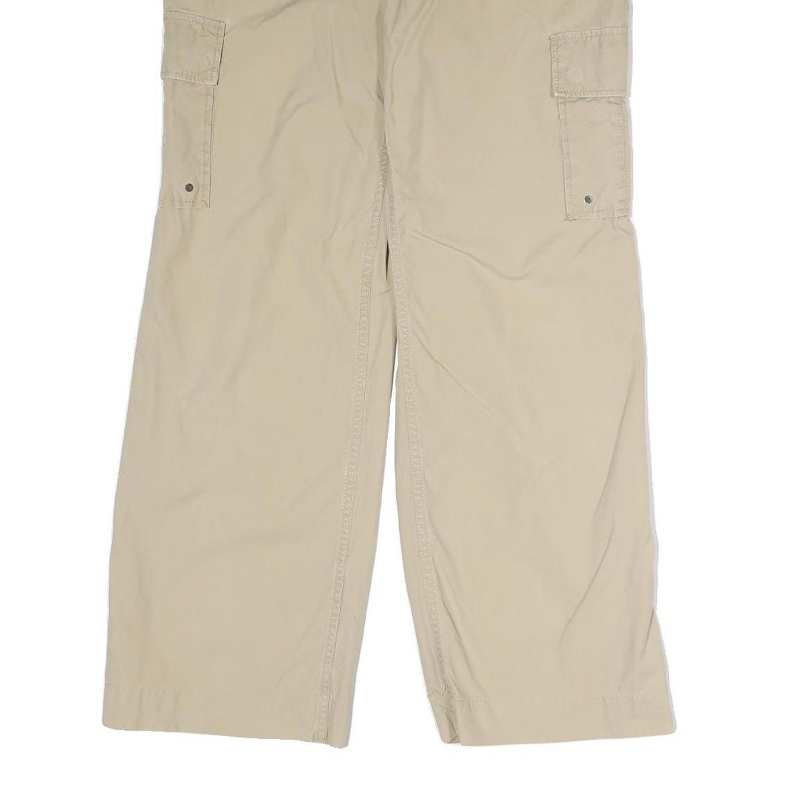 J. CREW Mens Cotton Blend Beige Cargo Regular Trousers W34 L29 Casual Zip