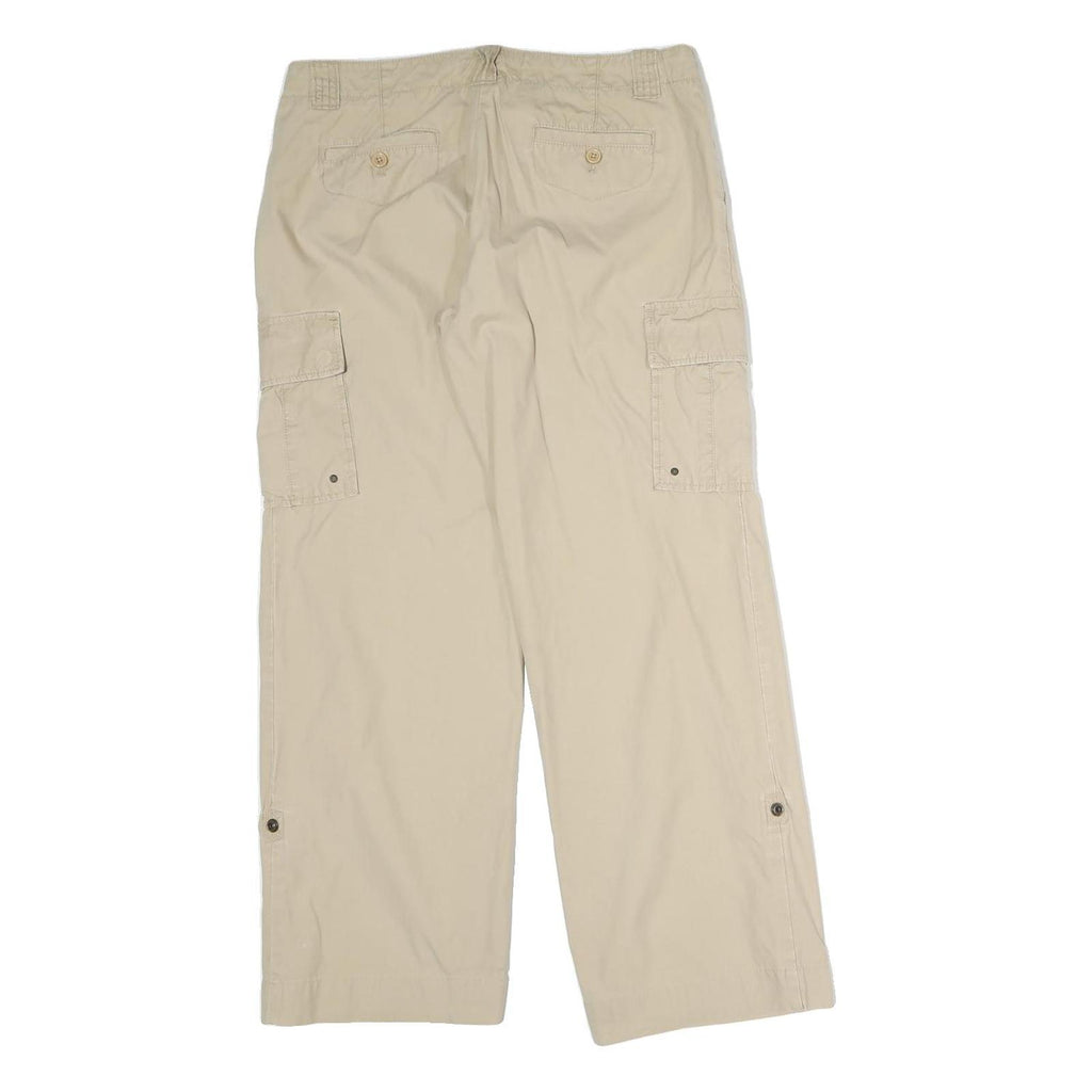 J. CREW Mens Cotton Blend Beige Cargo Regular Trousers W34 L29 Casual Zip