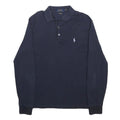 POLO RALPH LAUREN Mens Navy Blue Long Sleeve Plain S Cotton Blend Polo Shirt