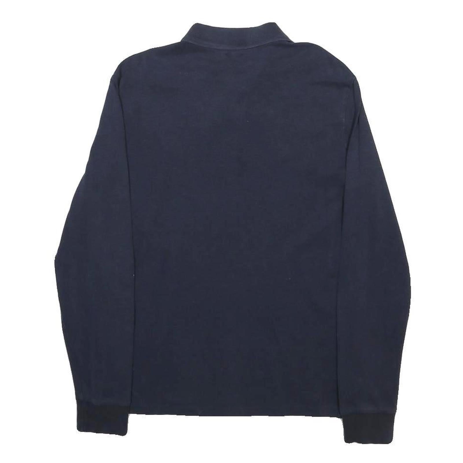 POLO RALPH LAUREN Mens Navy Blue Long Sleeve Plain S Cotton Blend Polo Shirt