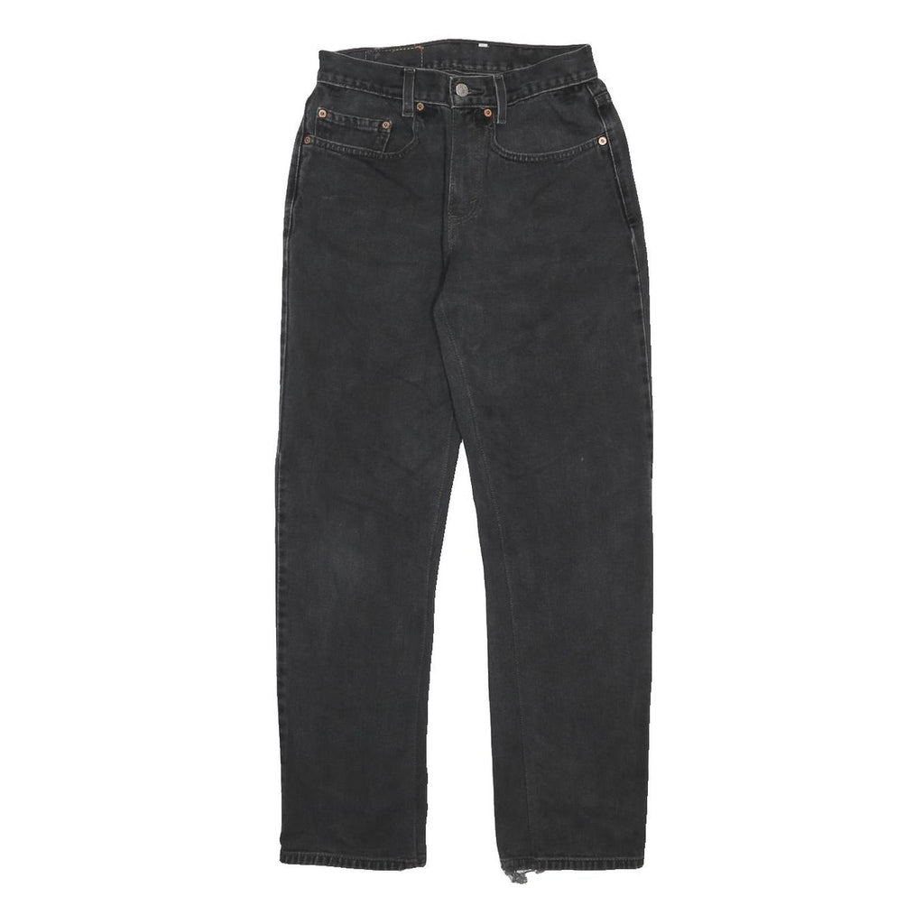 LEVI'S Womens Regular Black Denim Raw Hem W26 L30 Classic Fit Jeans