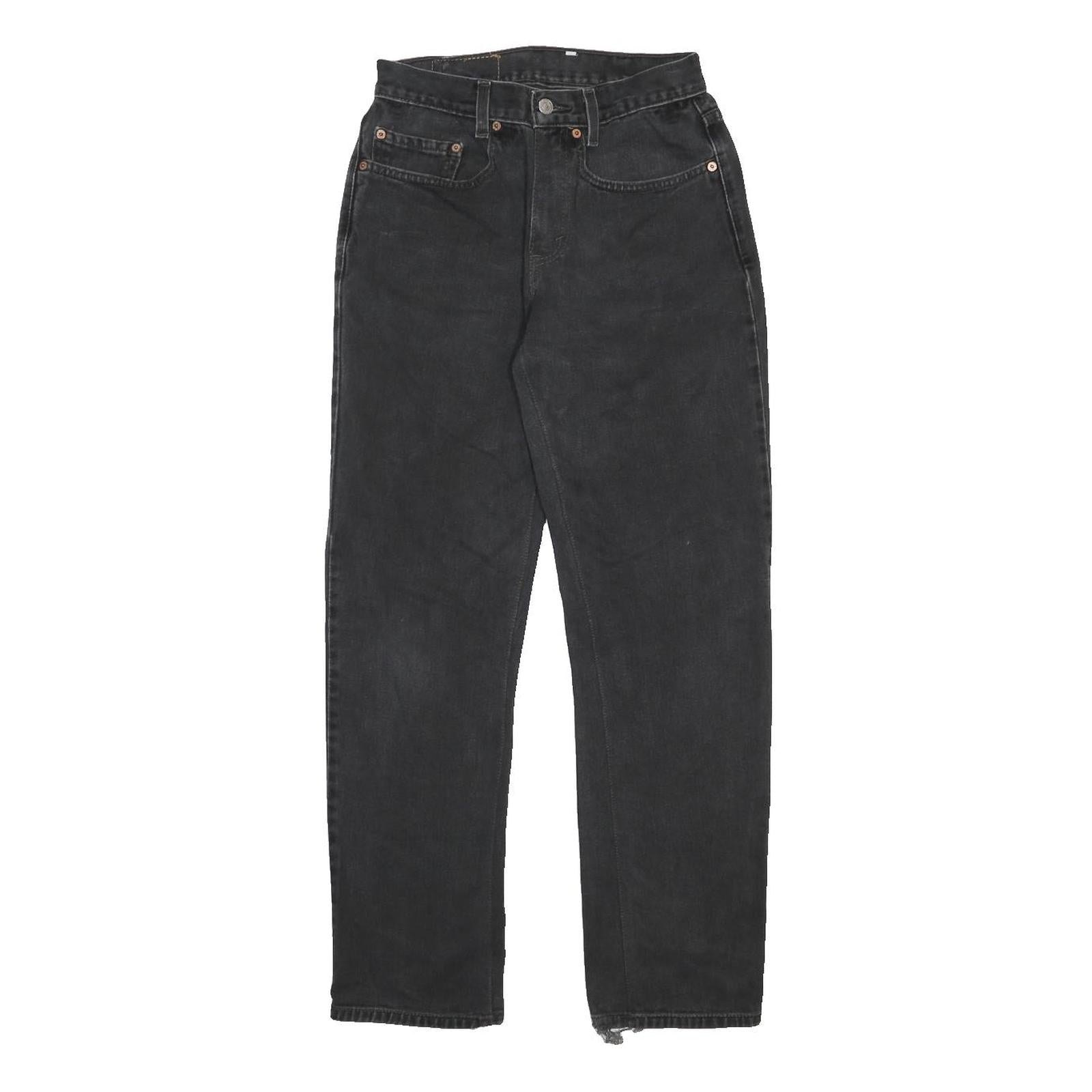 LEVI'S Womens Regular Black Denim Raw Hem W26 L30 Classic Fit Jeans