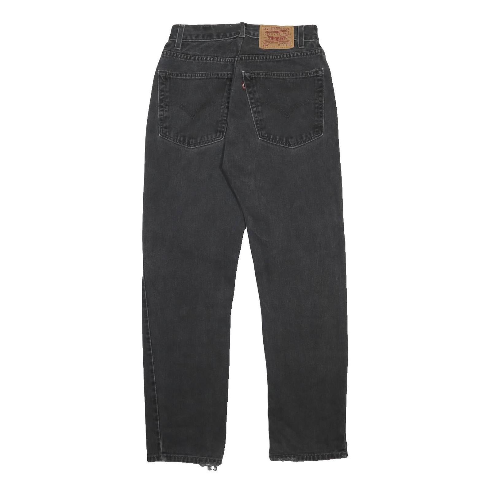 LEVI'S Womens Regular Black Denim Raw Hem W26 L30 Classic Fit Jeans