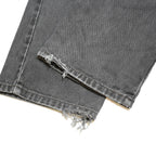 LEVI'S Womens Regular Black Denim Raw Hem W26 L30 Classic Fit Jeans