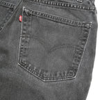 LEVI'S Womens Regular Black Denim Raw Hem W26 L30 Classic Fit Jeans