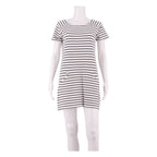 WHITE STUFF Womens Shift Dress White Striped Short Sleeve Knee Length UK 10