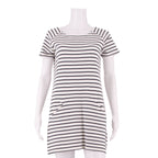 WHITE STUFF Womens Shift Dress White Striped Short Sleeve Knee Length UK 10