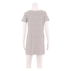 WHITE STUFF Womens Shift Dress White Striped Short Sleeve Knee Length UK 10