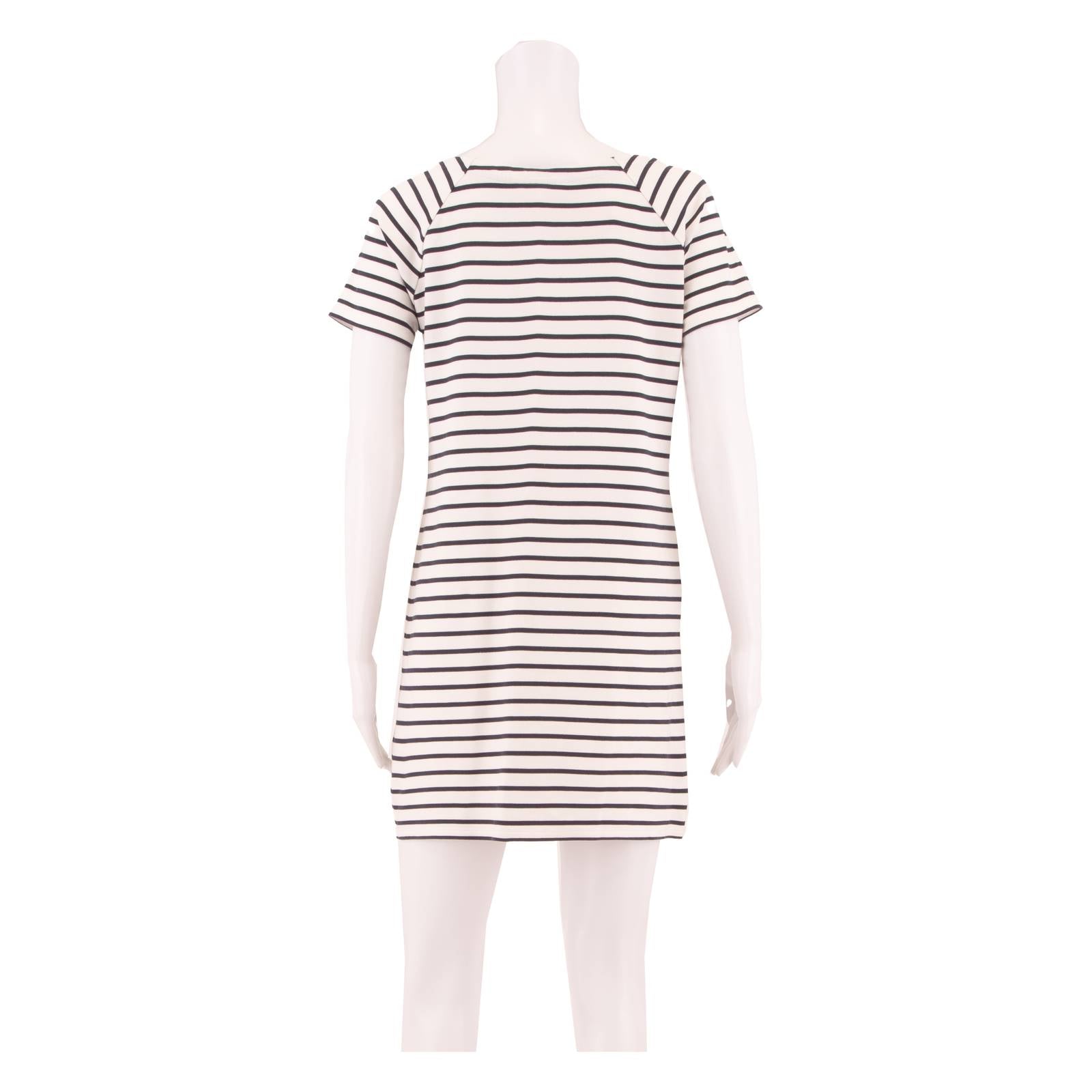 WHITE STUFF Womens Shift Dress White Striped Short Sleeve Knee Length UK 10