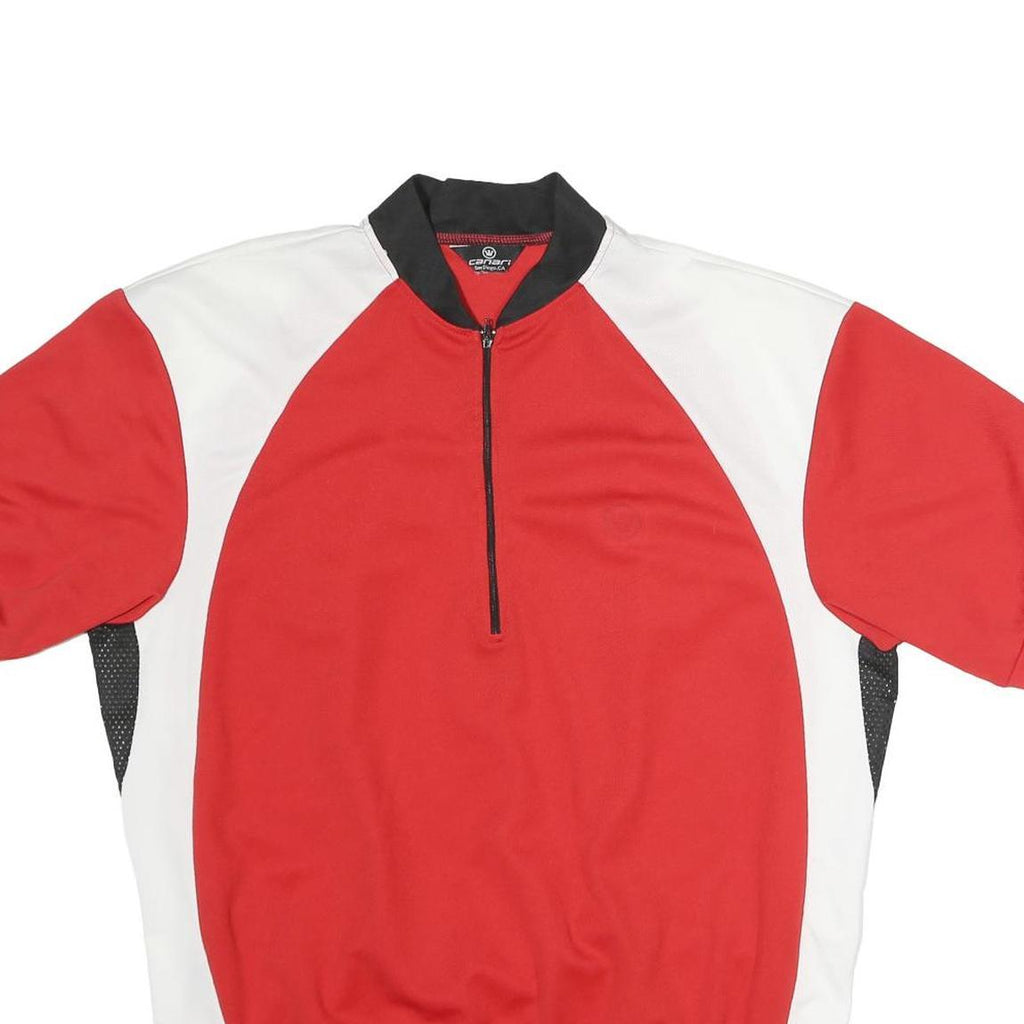 CANARI Mens Red & White T-Shirt 3XL Short Sleeve 1/4 Zip Cycling Jersey