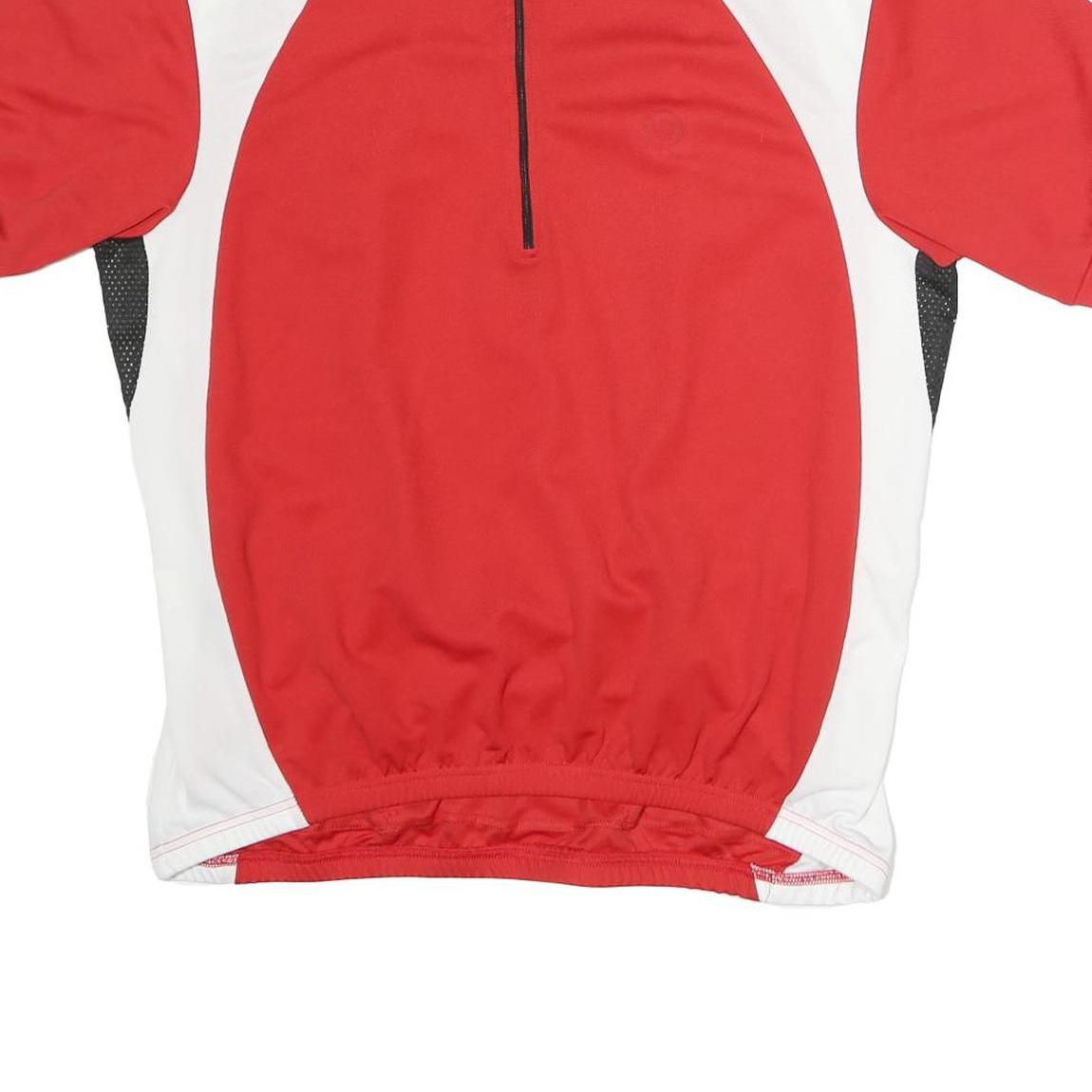 CANARI Mens Red & White T-Shirt 3XL Short Sleeve 1/4 Zip Cycling Jersey