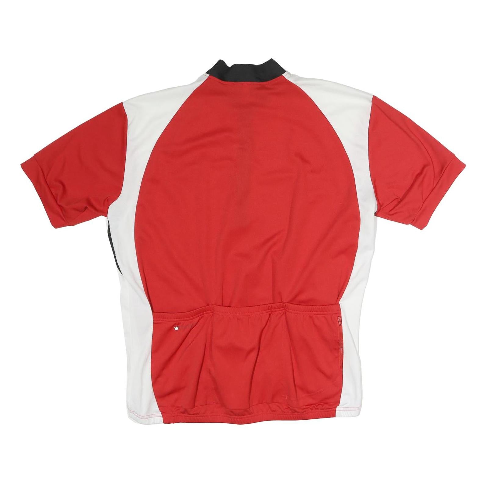 CANARI Mens Red & White T-Shirt 3XL Short Sleeve 1/4 Zip Cycling Jersey