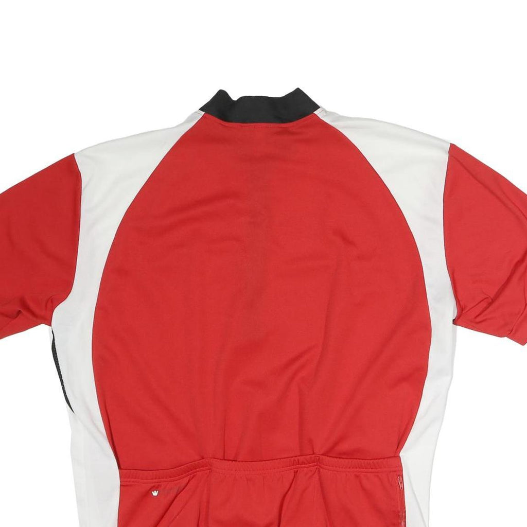 CANARI Mens Red & White T-Shirt 3XL Short Sleeve 1/4 Zip Cycling Jersey
