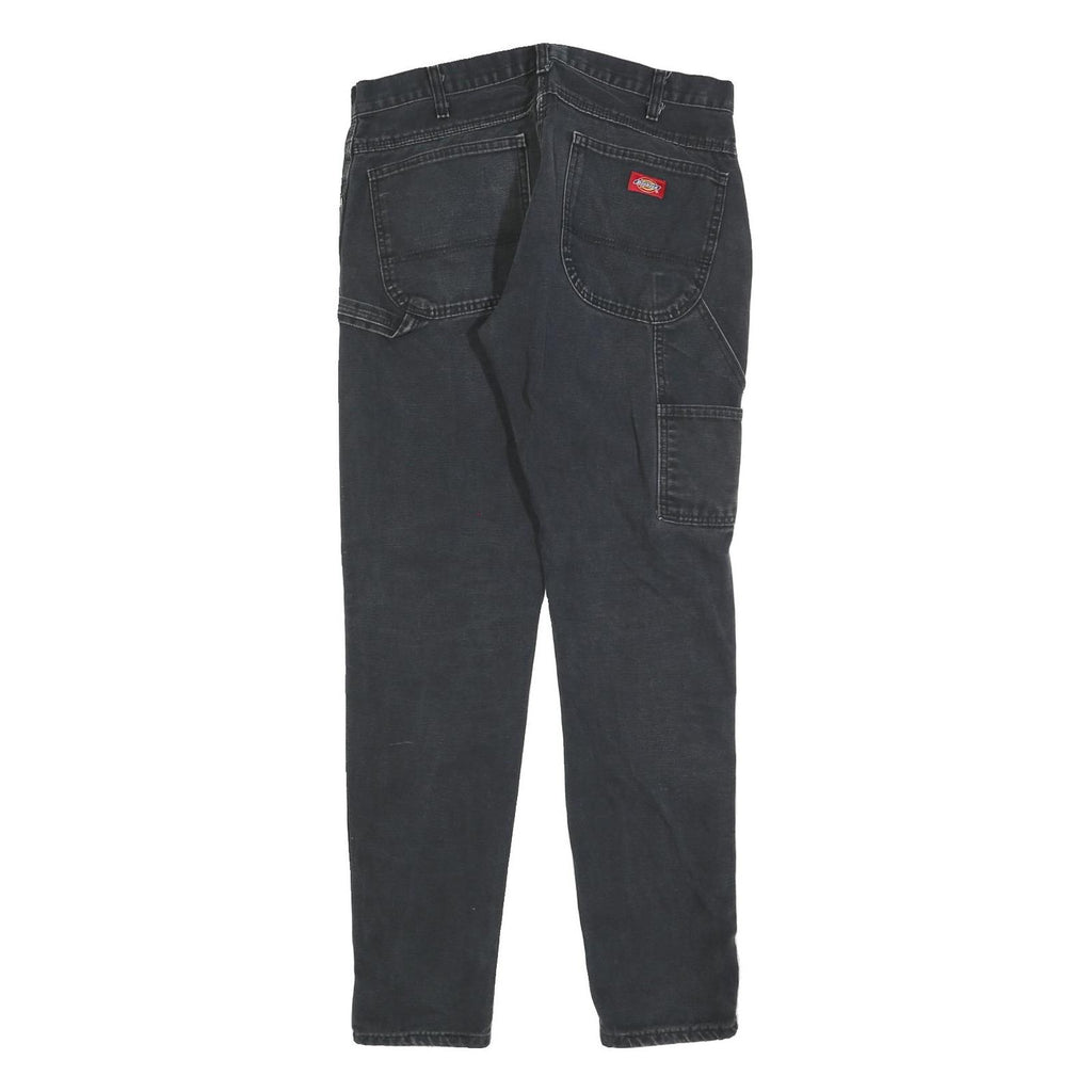 DICKIES Mens Slim Black Cotton Blend Slim Tapered Trousers W34 L32 Workwear