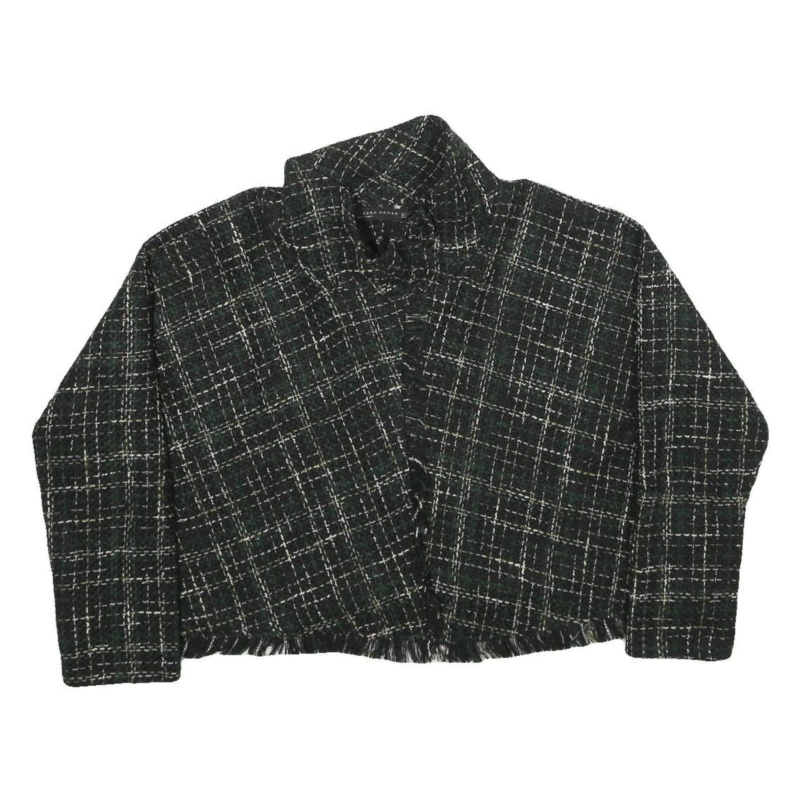 ZARA Womens Black & White Patterned Crew Neck Chunky Knit Jumper L Stylish Warm