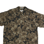 GEOFFREY BEANE Mens Black & Brown Floral Print Shirt M Cotton Casual Summer