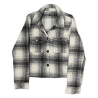 ONLY Mens Black & Cream Checked Jacket M Polyester Button Closure Classic Fit