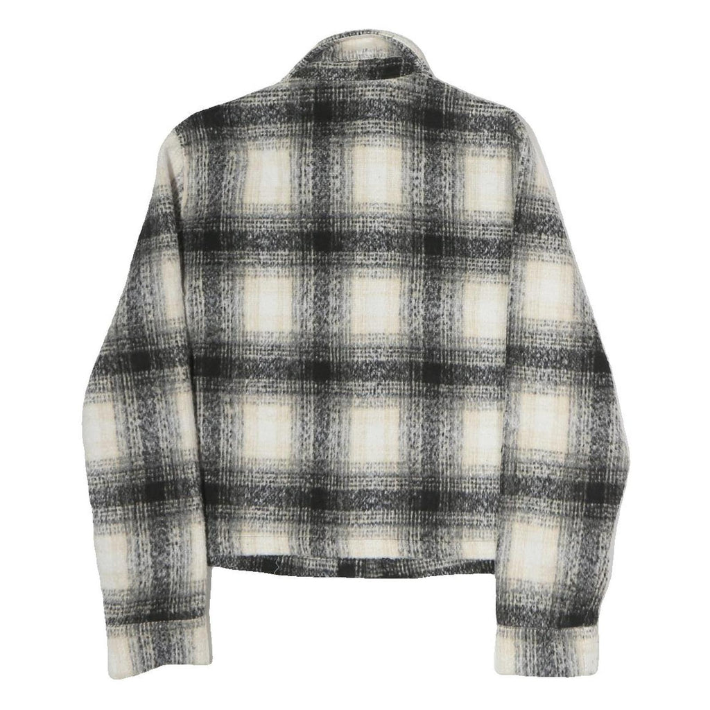 ONLY Mens Black & Cream Checked Jacket M Polyester Button Closure Classic Fit