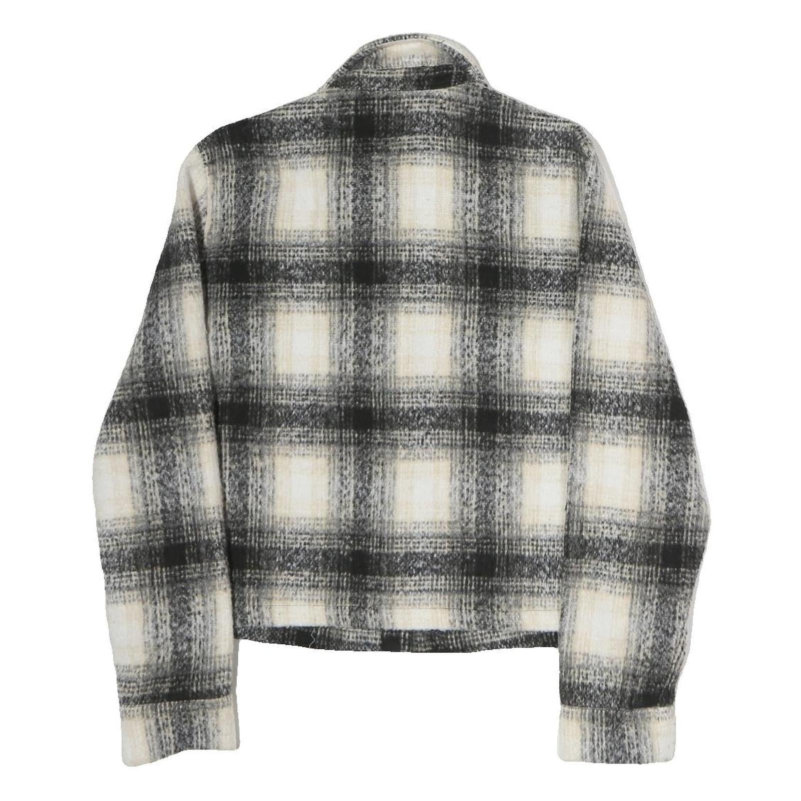 ONLY Mens Black & Cream Checked Jacket M Polyester Button Closure Classic Fit