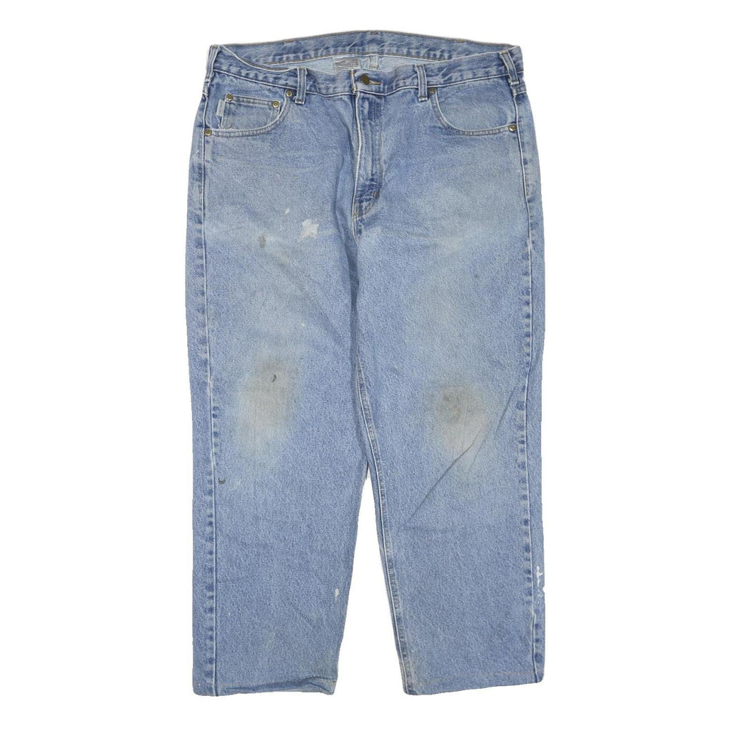 CARHARTT Mens Jeans Blue Regular Straight Denim Rinse W40 L27 Workwear Zip