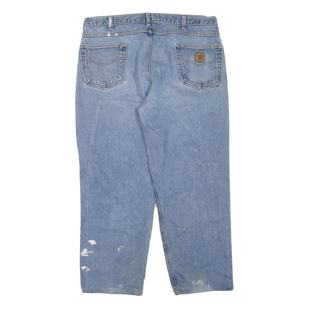 CARHARTT Mens Jeans Blue Regular Straight Denim Rinse W40 L27 Workwear Zip