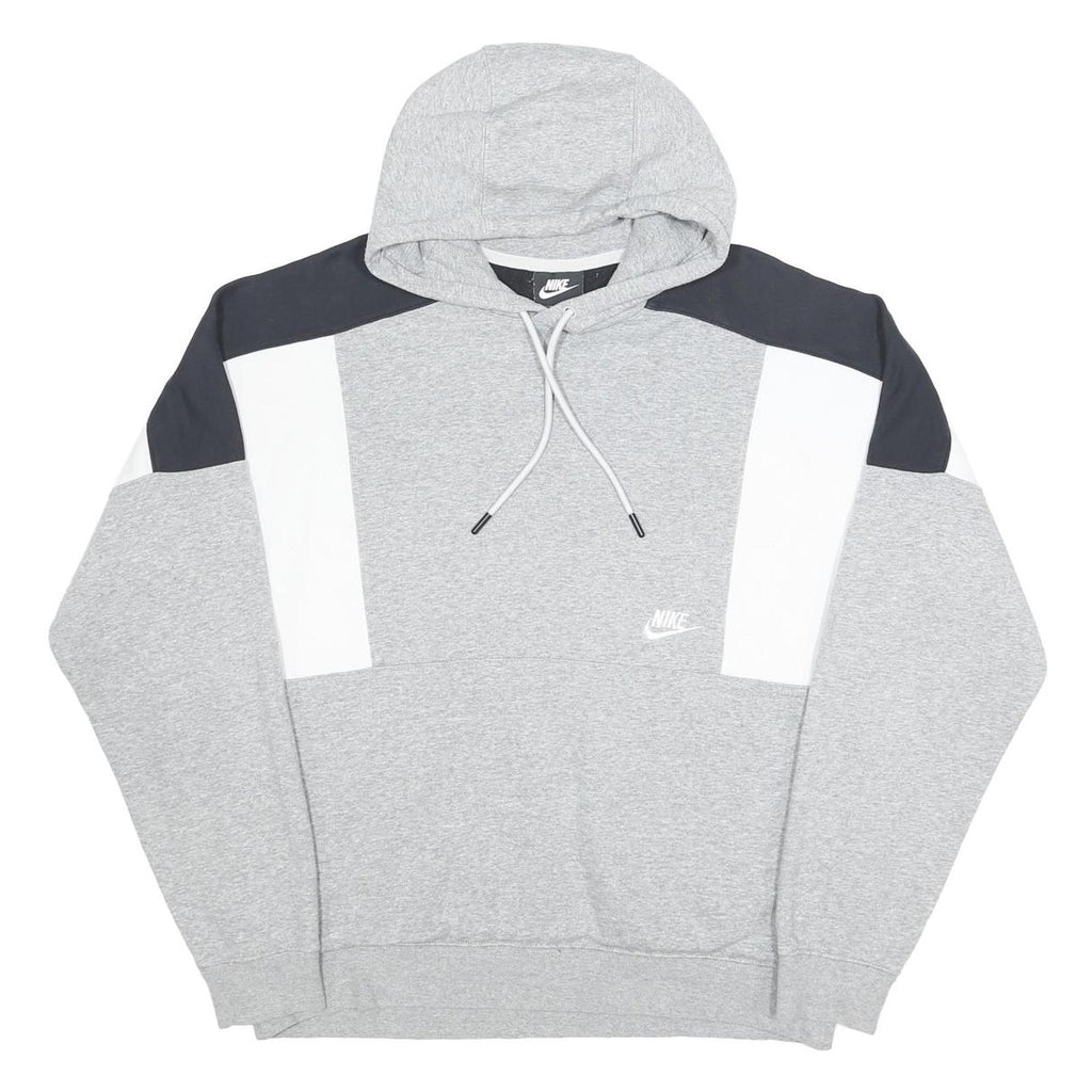 NIKE Womens Grey & White Colourblock Pullover Hoodie M Cotton Blend Sportswear