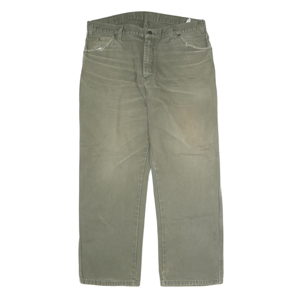 DICKIES Mens Regular Fit Jeans Olive Cotton Blend Zip W38 L30 Workwear