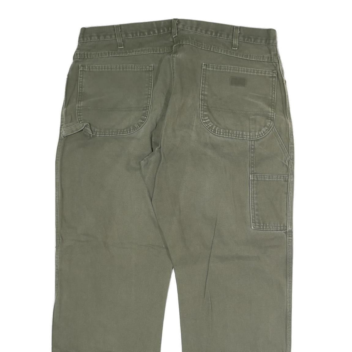 DICKIES Mens Regular Fit Jeans Olive Cotton Blend Zip W38 L30 Workwear