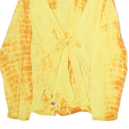NEW FASHION Womens Yellow & Orange Printed Long Sleeve Round Neck Top L Button