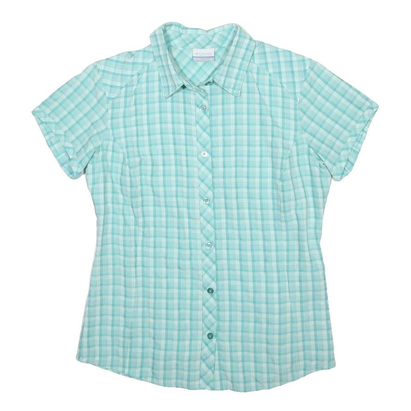 COLUMBIA Womens Blue & White Check Shirt M Lightweight Summer Casual Outdoor