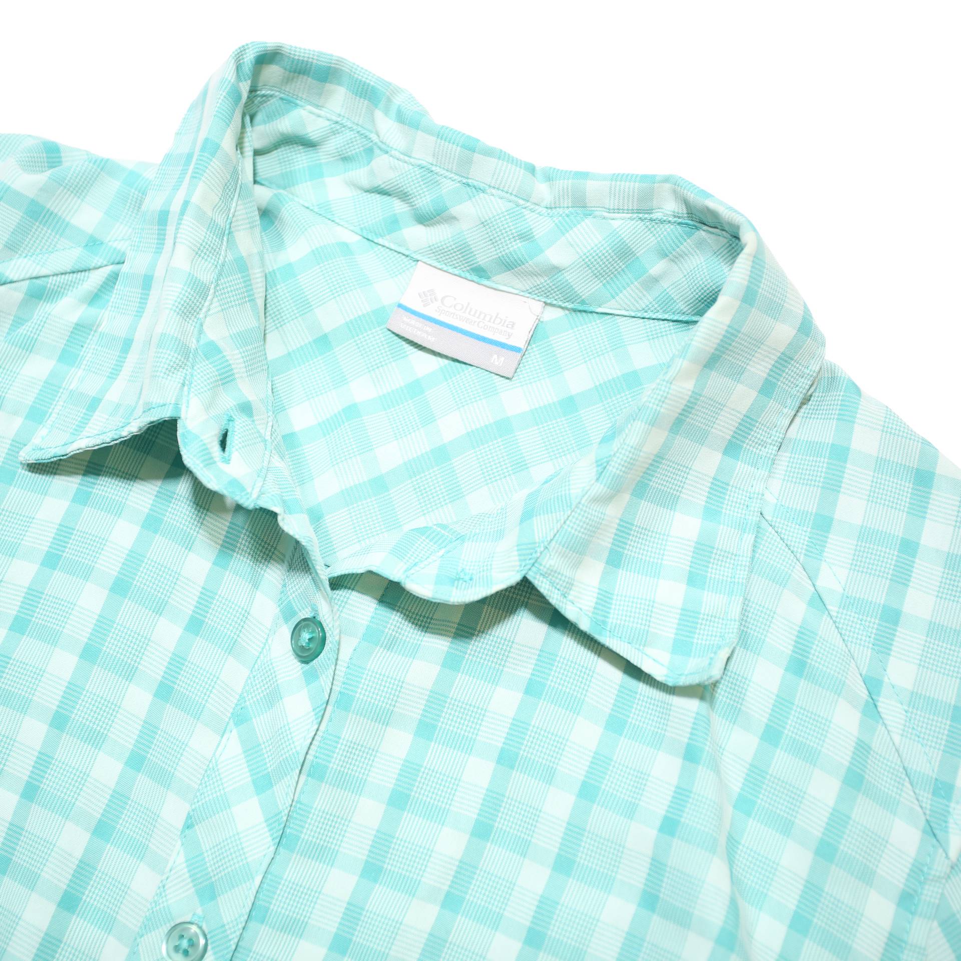 COLUMBIA Womens Blue & White Check Shirt M Lightweight Summer Casual Outdoor