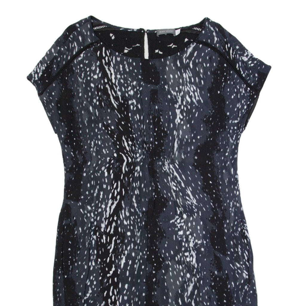 MINT VELVET Womens Shift Dress Grey Spotted Short Sleeve Midi UK 14