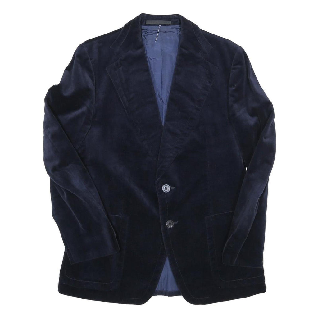 Mens Navy Blue Classic Jacket S Polyester Blend Plain Button Closure