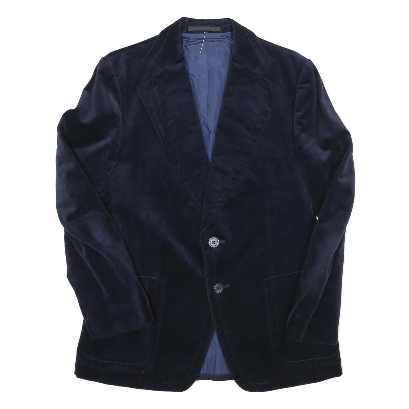 Mens Navy Blue Classic Jacket S Polyester Blend Plain Button Closure