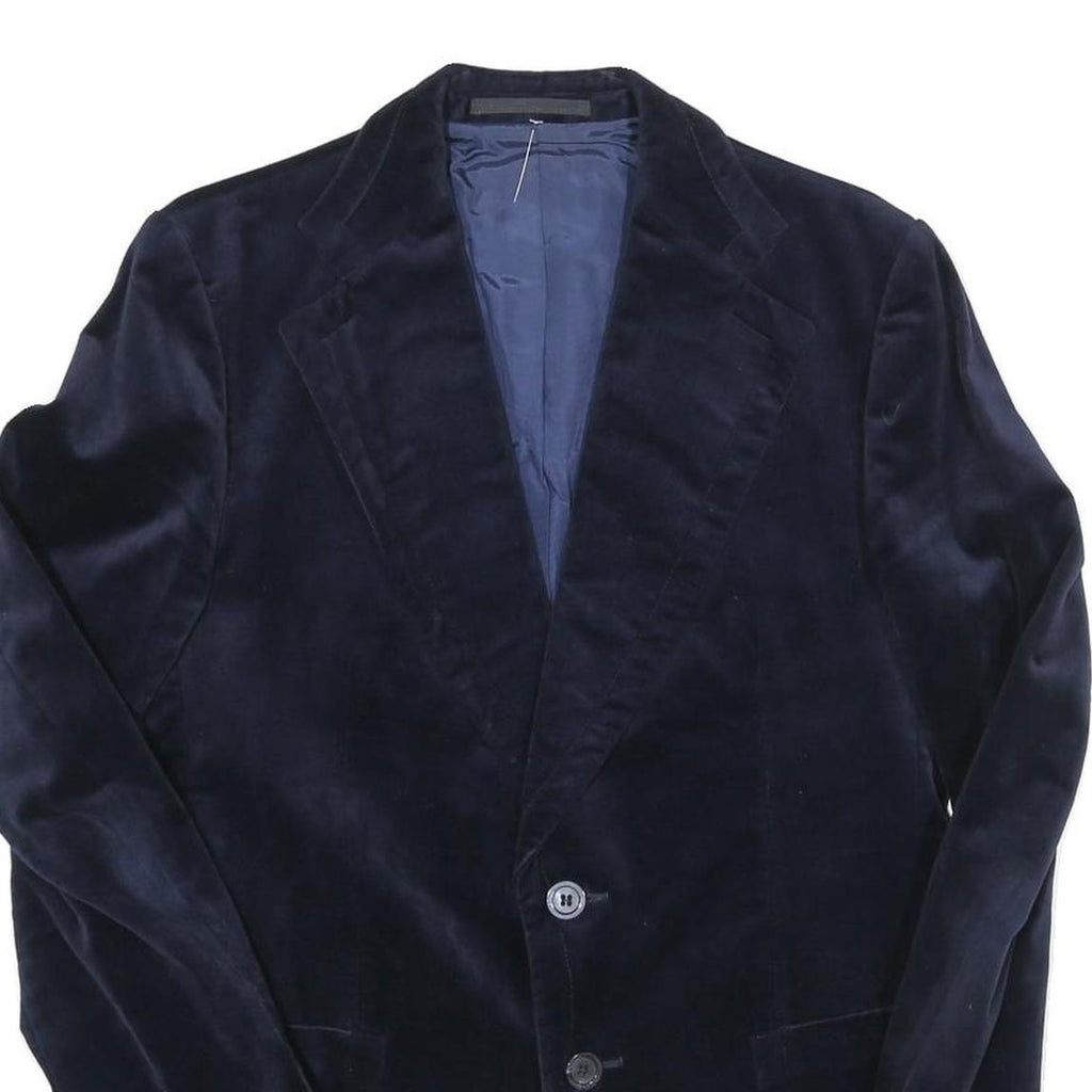 Mens Navy Blue Classic Jacket S Polyester Blend Plain Button Closure
