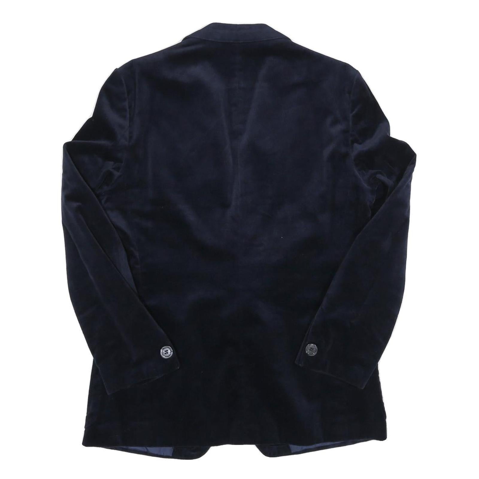 Mens Navy Blue Classic Jacket S Polyester Blend Plain Button Closure
