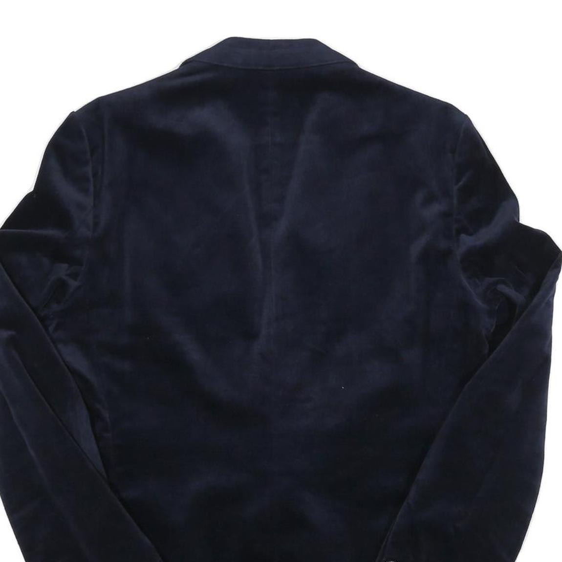 Mens Navy Blue Classic Jacket S Polyester Blend Plain Button Closure