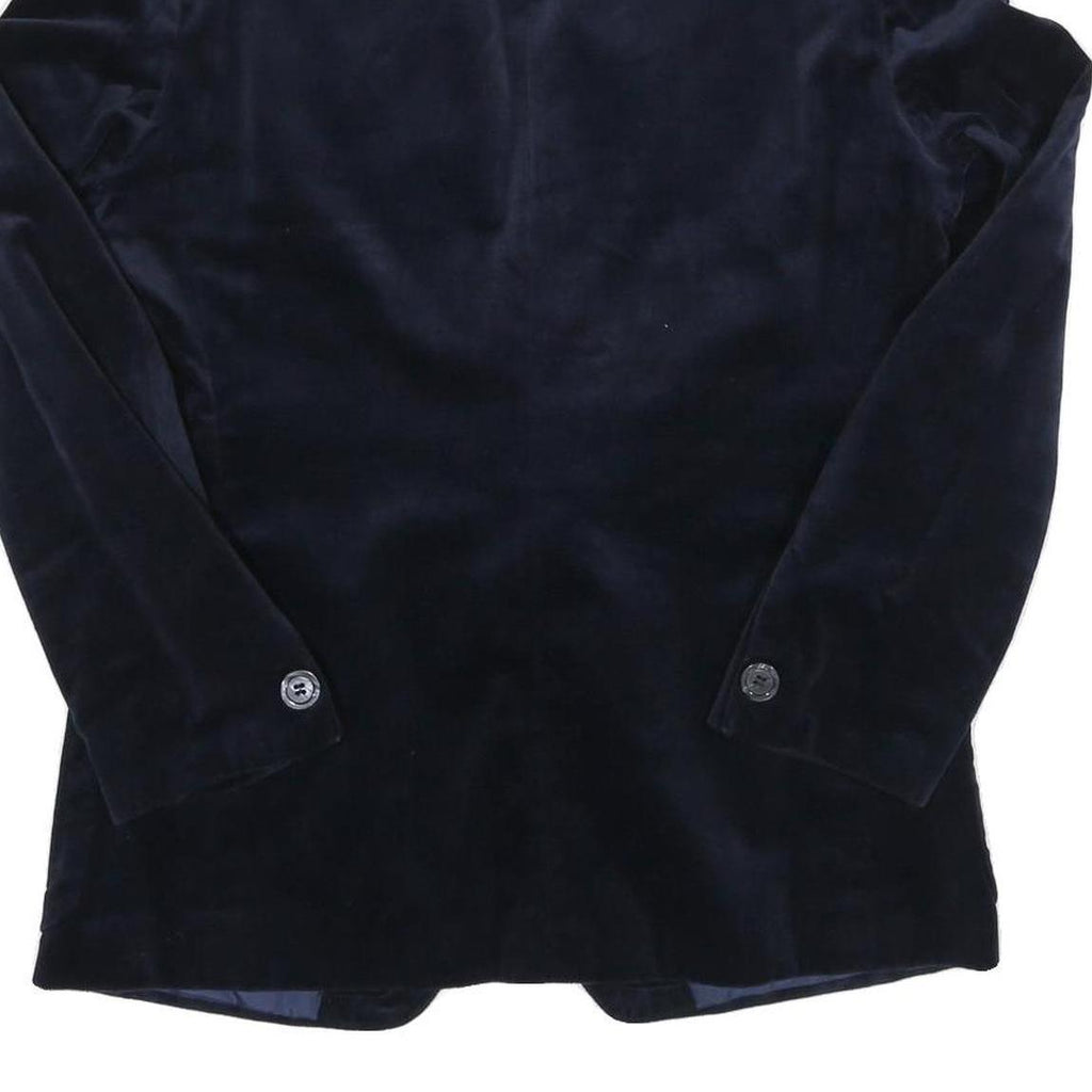 Mens Navy Blue Classic Jacket S Polyester Blend Plain Button Closure