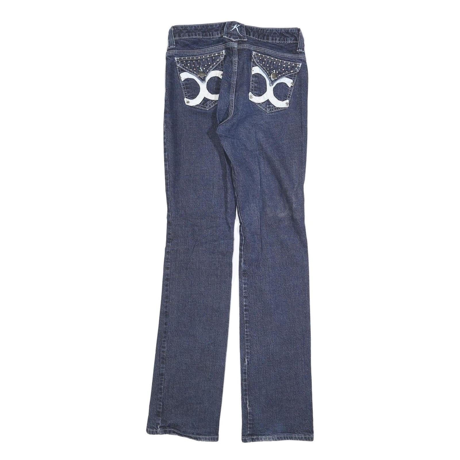 Womens Regular Fit Blue Denim Jeans W30 L34 Zip Closure Cotton Blend Stylish