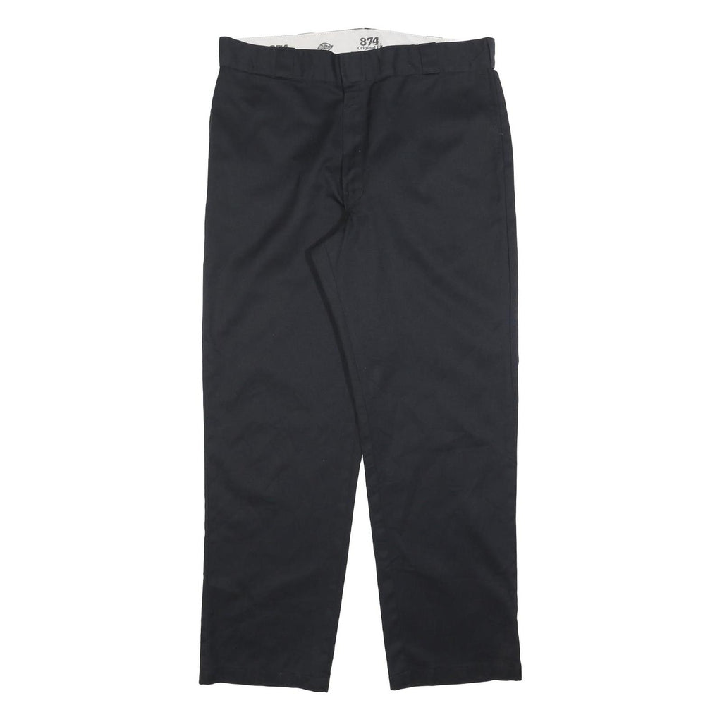 DICKIES Mens Cotton Blend Black Regular Straight Trousers W38 L32 Workwear Zip