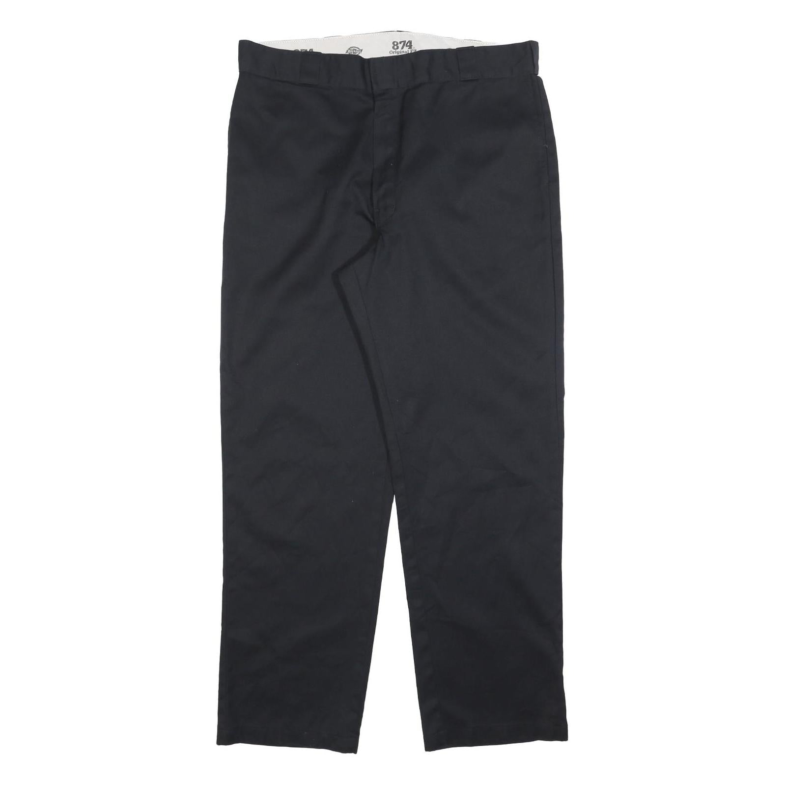 DICKIES Mens Cotton Blend Black Regular Straight Trousers W38 L32 Workwear Zip