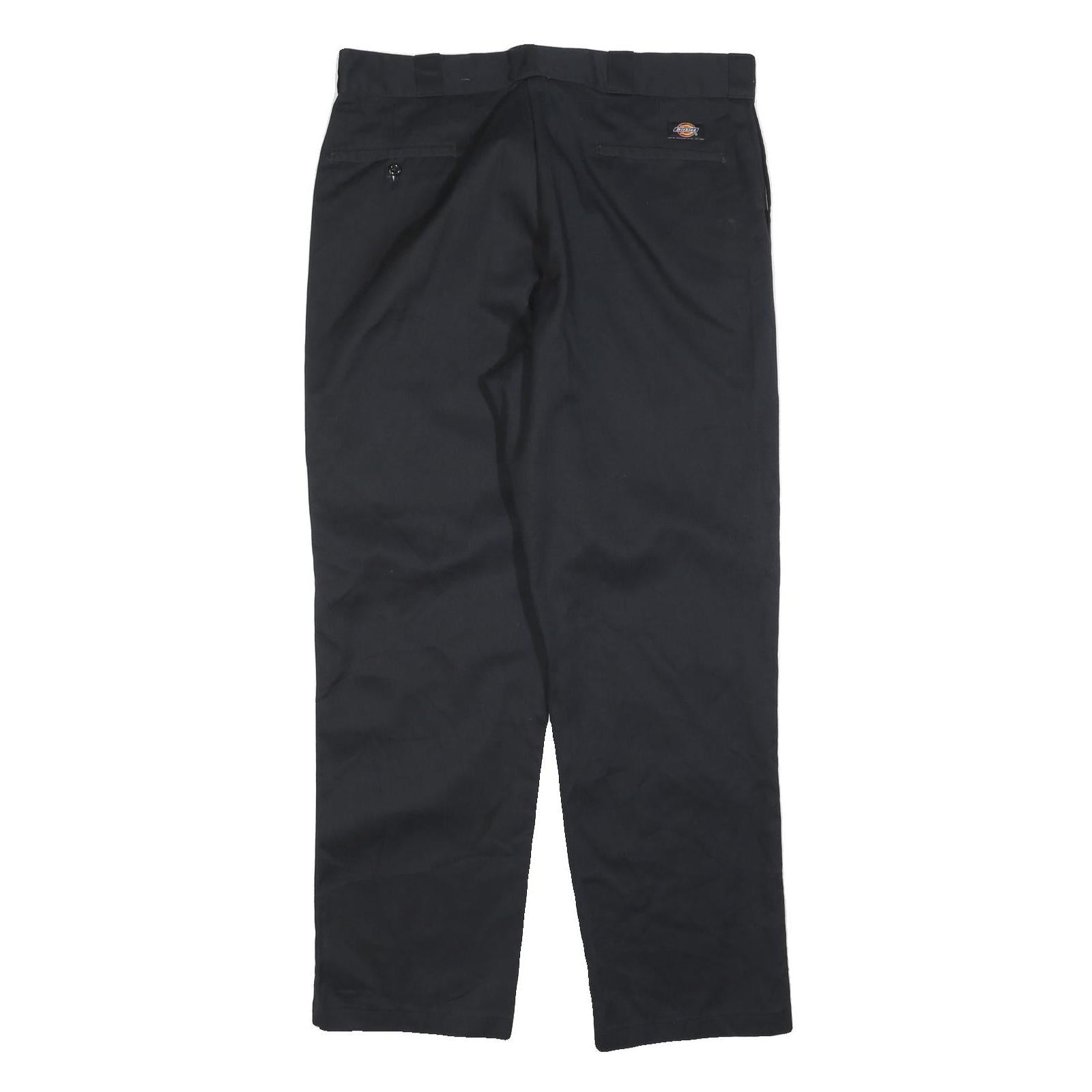DICKIES Mens Cotton Blend Black Regular Straight Trousers W38 L32 Workwear Zip