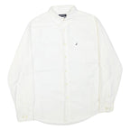 NAUTICA Mens White Button-Down Shirt L Classic Cotton Blend Long Sleeve