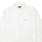 NAUTICA Mens White Button-Down Shirt L Classic Cotton Blend Long Sleeve