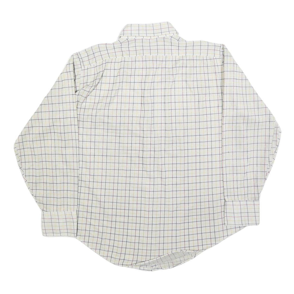 ARROW Mens White Blue & Yellow Checked Shirt XL Classic Button Collar Long