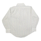 ARROW Mens White Blue & Yellow Checked Shirt XL Classic Button Collar Long