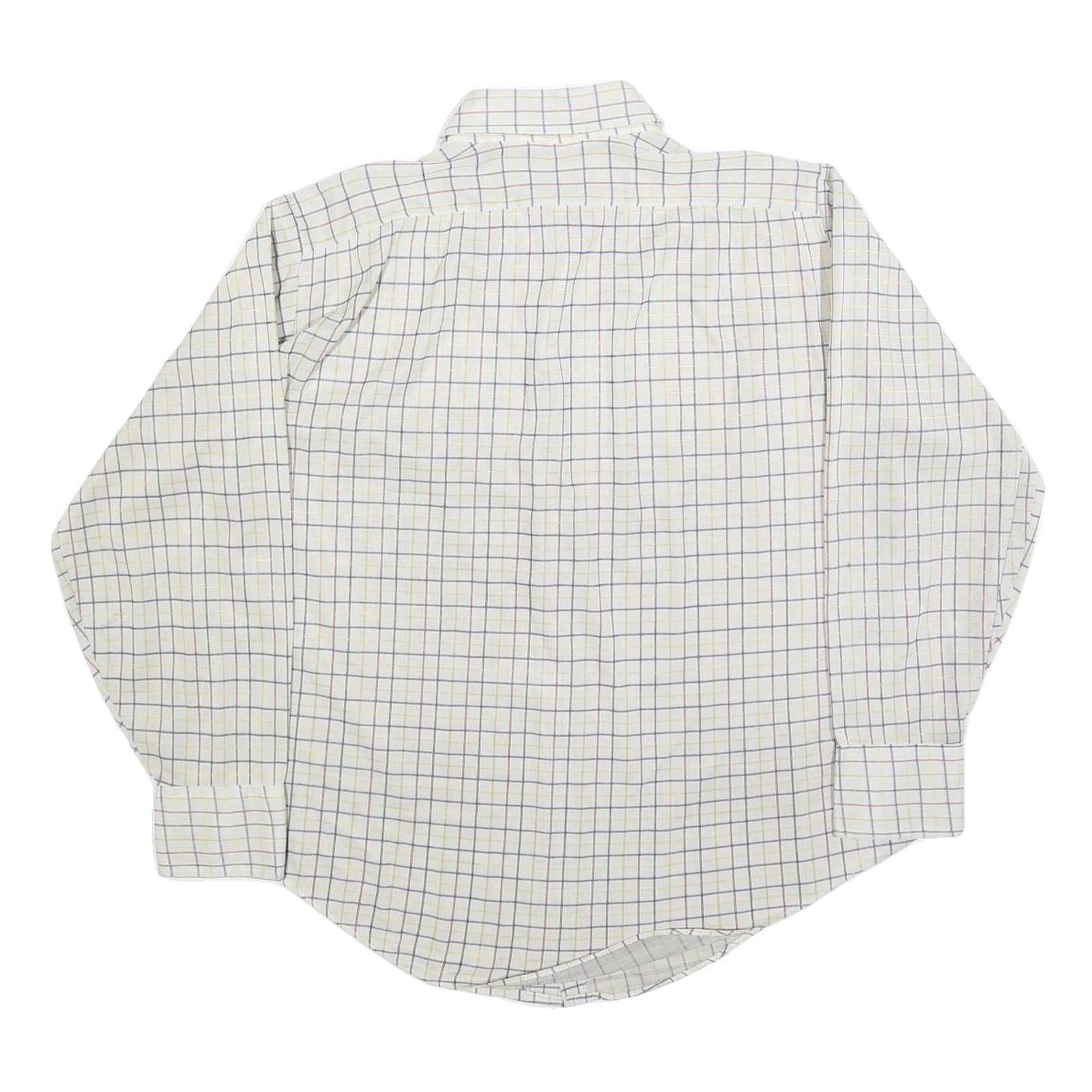 ARROW Mens White Blue & Yellow Checked Shirt XL Classic Button Collar Long