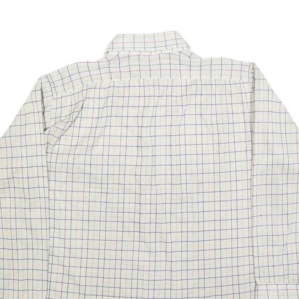 ARROW Mens White Blue & Yellow Checked Shirt XL Classic Button Collar Long