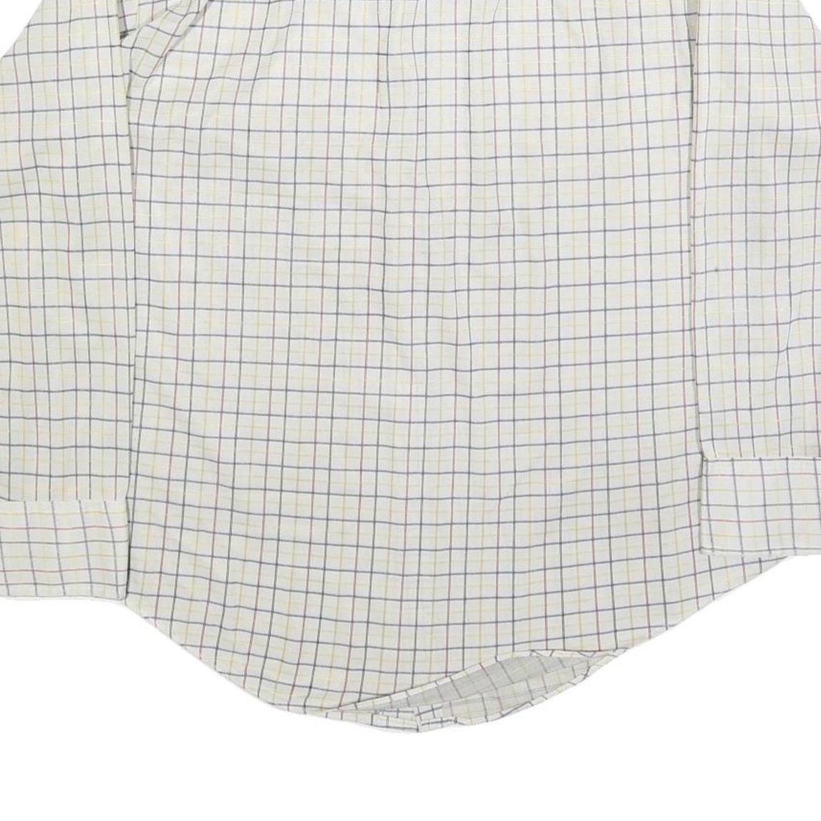 ARROW Mens White Blue & Yellow Checked Shirt XL Classic Button Collar Long